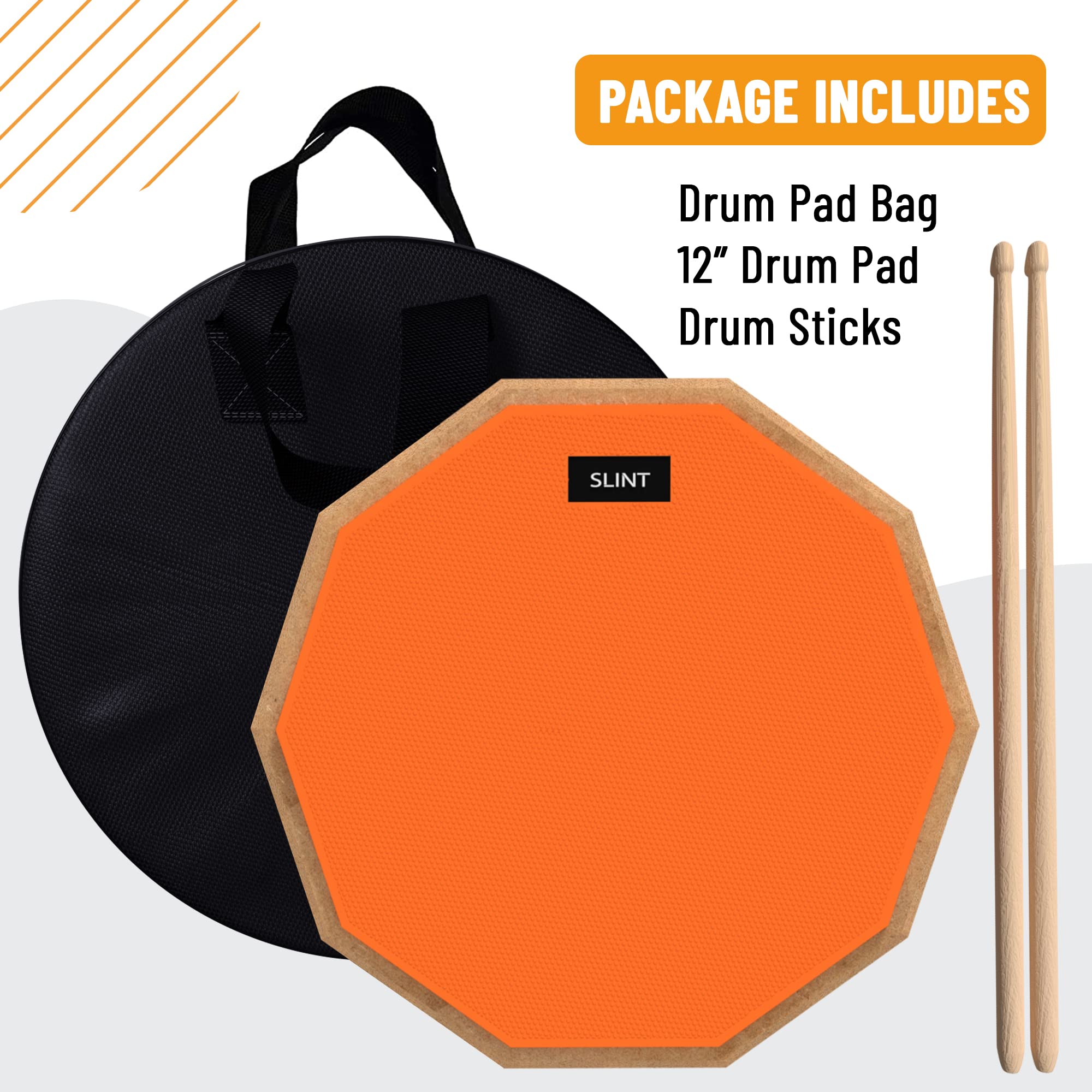 SLINT Drum Practice Pad, 12" Drum Pad 2 Surfaces - Double-Sided Practice Drum Pad Set, Practice Pad for Drumming - Snare Drum Practice Pad - Drum Pad For Kids (Full Drum Pad Kit with 4" Snare Drum)