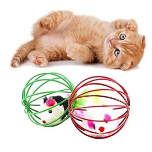 Gilroy Caged Rats Rolling Wire Cage Plush Mouse Ball Funny Cat Toy Catches The - Hide Balls Interactive Toy, Random Color