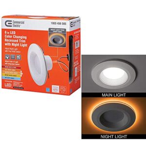 Commercial Electric 6 in. White Integrated LED Recessed Downlight with Nightlight Trim