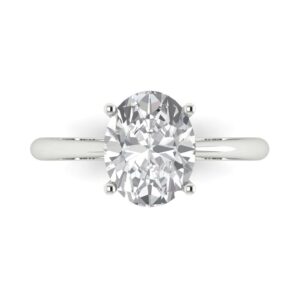 Clara Pucci 2.5ct Oval Cut Solitaire Genuine Moissanite Wedding Bridal Designer Anniversary Engagement Ring in 14k White Gold for Women