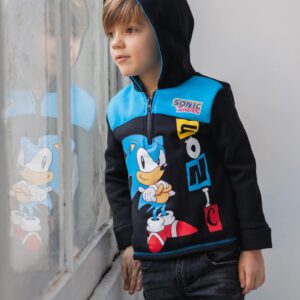 SEGA Sonic The Hedgehog Little Boys Fleece Half Zip Hoodie Black 7