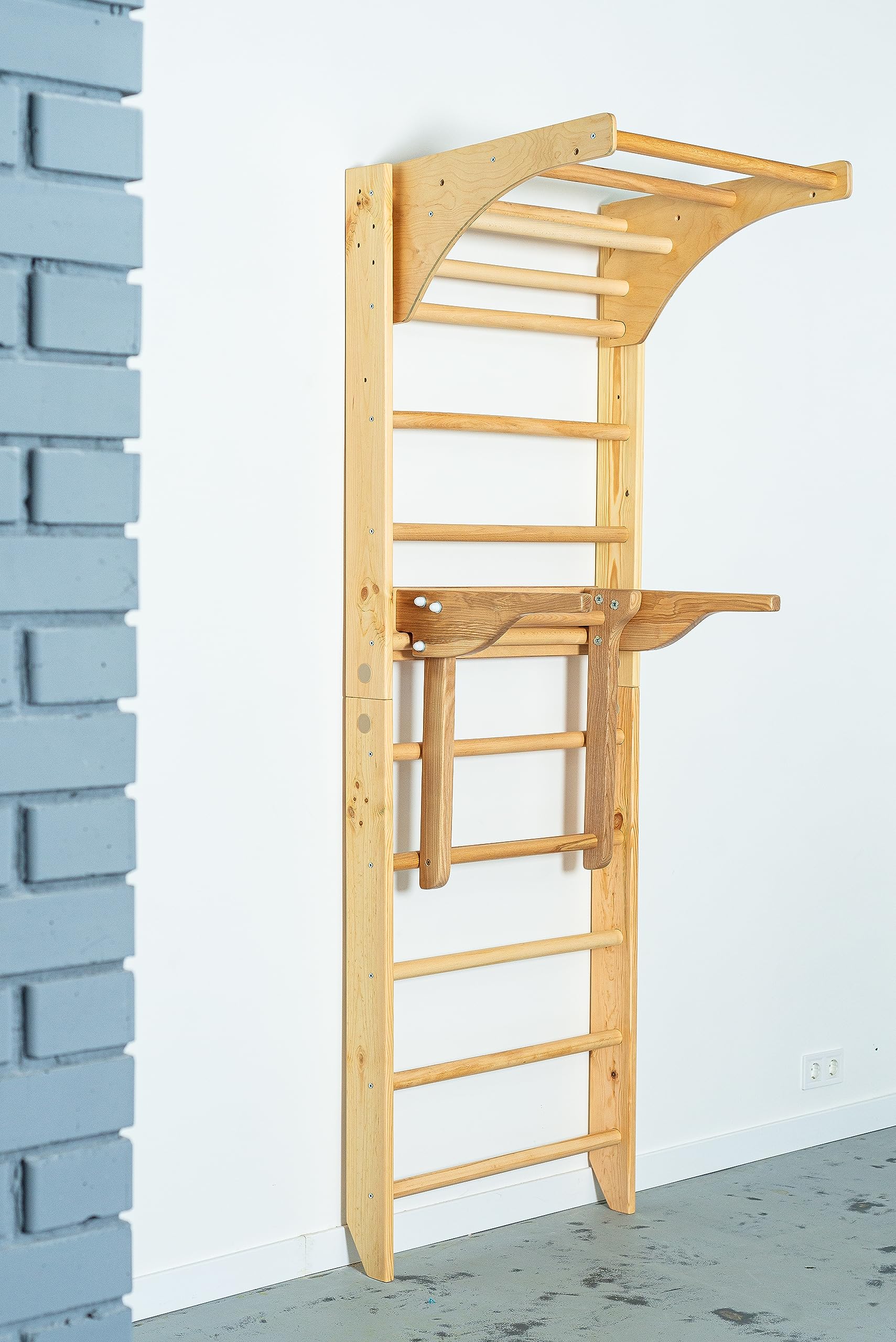 Dani Active Wall Bars with Dip Bars CM-01-220, 87 in Wooden Swedish Ladder Set: Adjustable Pull Up and Dip Bars for Training and Physical Therapy - Used in Homes, Gyms, Clinic, and Schools