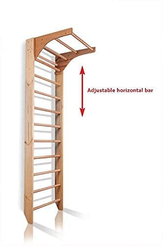 Dani Active Wall Bars with Dip Bars CM-01-220, 87 in Wooden Swedish Ladder Set: Adjustable Pull Up and Dip Bars for Training and Physical Therapy - Used in Homes, Gyms, Clinic, and Schools