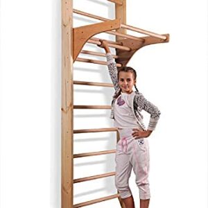 Dani Active Wall Bars with Dip Bars CM-01-220, 87 in Wooden Swedish Ladder Set: Adjustable Pull Up and Dip Bars for Training and Physical Therapy - Used in Homes, Gyms, Clinic, and Schools