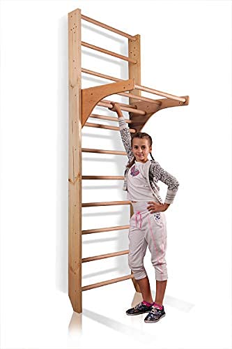 Dani Active Wall Bars with Dip Bars CM-01-220, 87 in Wooden Swedish Ladder Set: Adjustable Pull Up and Dip Bars for Training and Physical Therapy - Used in Homes, Gyms, Clinic, and Schools