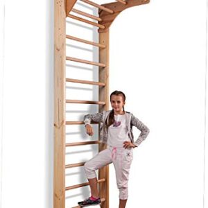 Dani Active Wall Bars with Dip Bars CM-01-220, 87 in Wooden Swedish Ladder Set: Adjustable Pull Up and Dip Bars for Training and Physical Therapy - Used in Homes, Gyms, Clinic, and Schools