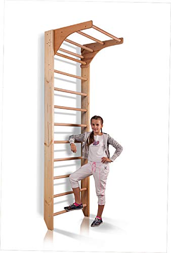 Dani Active Wall Bars with Dip Bars CM-01-220, 87 in Wooden Swedish Ladder Set: Adjustable Pull Up and Dip Bars for Training and Physical Therapy - Used in Homes, Gyms, Clinic, and Schools