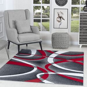 GLORY RUGS Modern Area Rug 8x10 Red Swirls Carpet Bedroom Living Room Contemporary Dining Accent Sevilla Collection 4816A