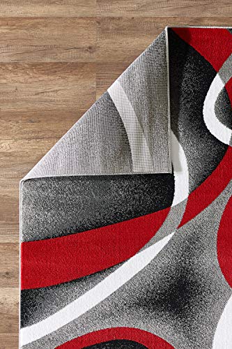 GLORY RUGS Modern Area Rug 8x10 Red Swirls Carpet Bedroom Living Room Contemporary Dining Accent Sevilla Collection 4816A