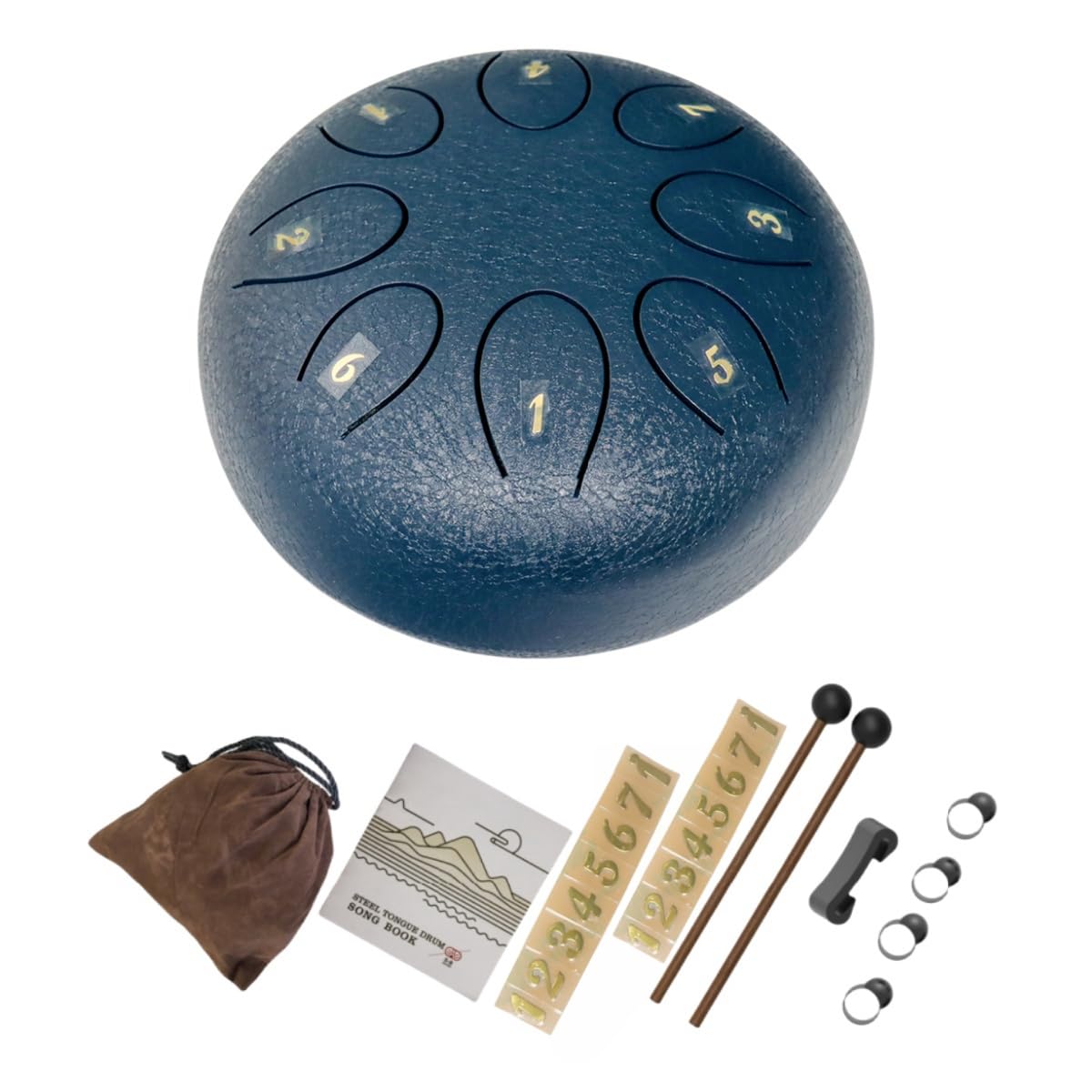 REGIS rain drum for outside，Steel Tongue Drum 8 Notes 6 Inches Chakra Tank Drum Steel Percussion Padded Travel Bag and Mallets，Musical Education Entertainment Meditation Yoga Zen Gifts (Navy)