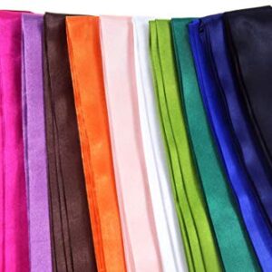 LilMents 12 Mixed Designs Satin Head Hair Handbag Handle Highlights Scarf Tie Lot (Solid Colors A)