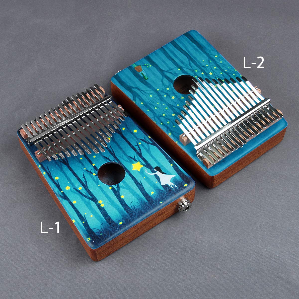 17 Keys Kalimba Thumb Piano Built in EQ Made by Mahogany Acacia with all Accessories Tune Hummer, Finger Piano African Instrument (Blue1)