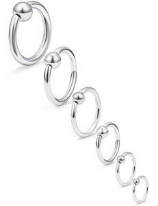 lcolyoli 316l surgical steel captive bead ring spring action bcr monster screwball rings pa nipple tragus cartilage septum piercing jewelry 20g 16g 14g 12g 8g 6g silver-tone