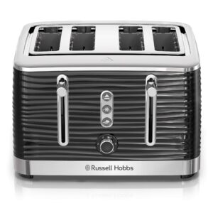 Russell Hobbs TR9450BR Coventry 4-Slice Toaster, Black, Included Warming Rack