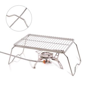 REDCAMP 13.6" Small Folding Campfire Grill, 304 Stainless Steel Firepit Grill Grate, Heavy Duty Portable Camping Grill with Carrying Bag for Outdoor Cooking Backpacking Hiking Picnics BBQ