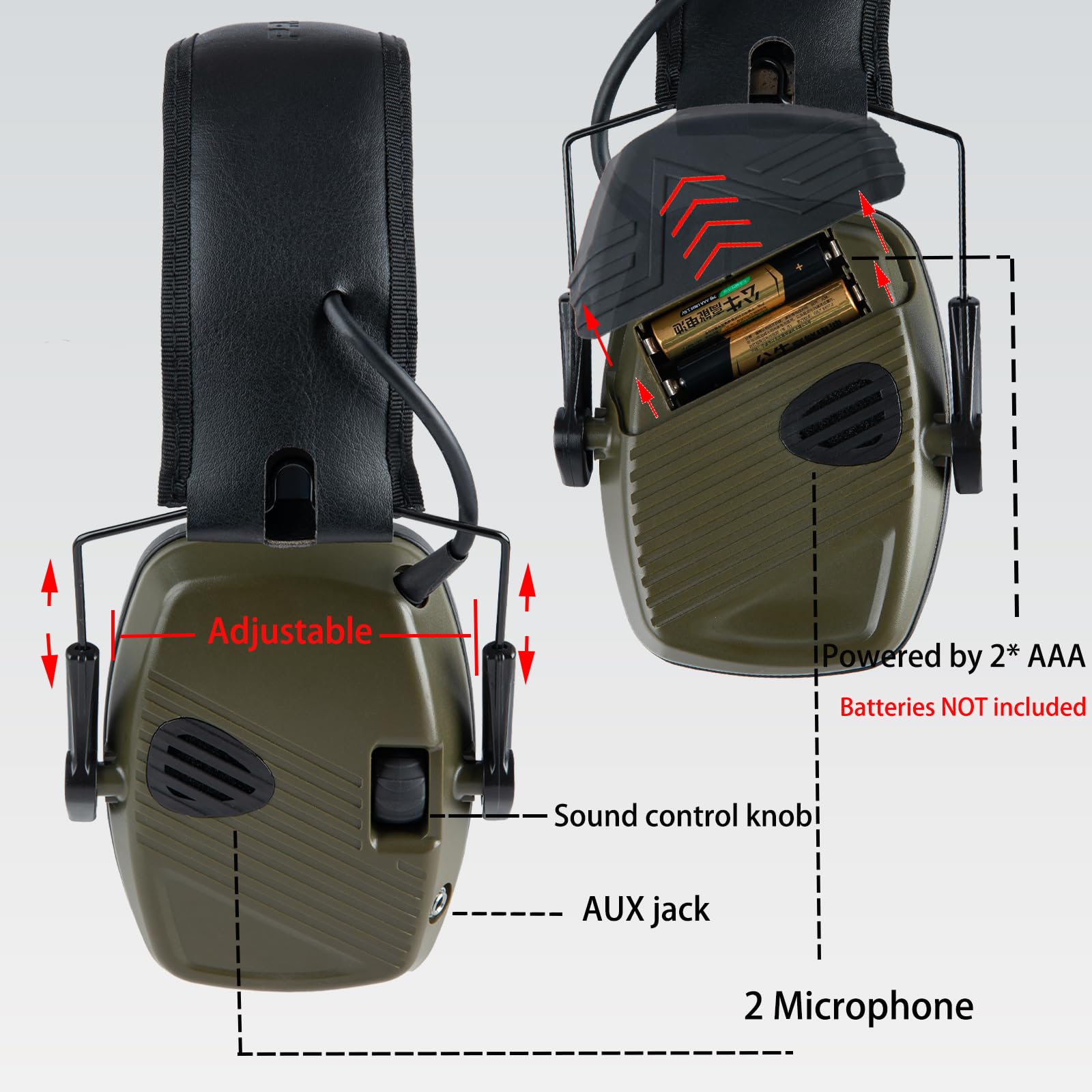 PROTEAR Shooting Hearing Protection Safety Ear Muffs, Electronic Earmuff with Sound Amplification Noise Reduction, Ear Defenders for Shooting Hunting Season