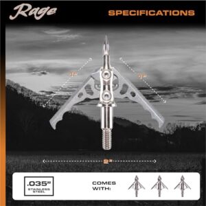 Rage Hypodermic 2-Blade Crossbow NC Broadhead, 100 Grain, Silver, 3 Count