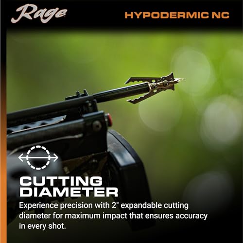 Rage Hypodermic 2-Blade Crossbow NC Broadhead, 100 Grain, Silver, 3 Count