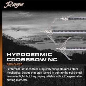 Rage Hypodermic 2-Blade Crossbow NC Broadhead, 100 Grain, Silver, 3 Count