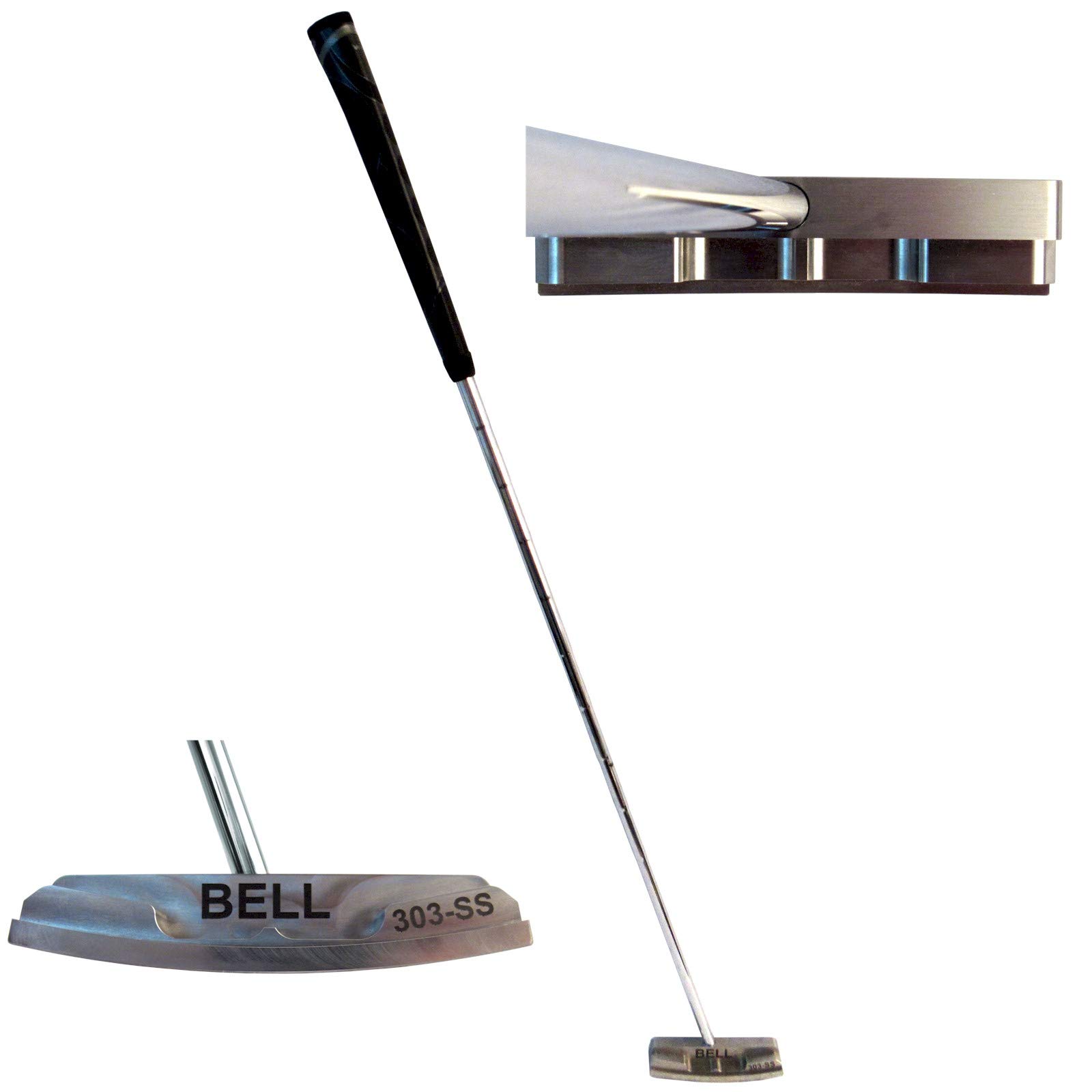 Bell Putters Non/No Offset Golf Putter 360g Polish Chrome Finish Right-Handed/RH with Winn Midsize Putter Grip and 34" Shaft