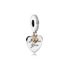 MiniJewelry I Love You Forever Heart Dangle Charm fits Pandora Moments Bracelets Sterling Silver Women Valentine Birthday Christmas