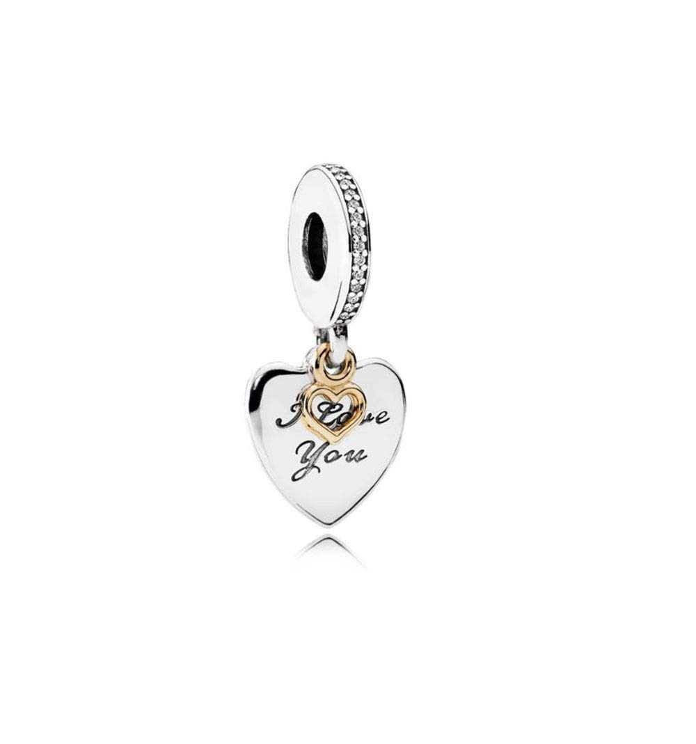 MiniJewelry I Love You Forever Heart Dangle Charm fits Pandora Moments Bracelets Sterling Silver Women Valentine Birthday Christmas