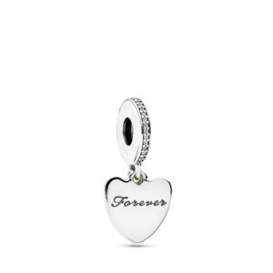 MiniJewelry I Love You Forever Heart Dangle Charm fits Pandora Moments Bracelets Sterling Silver Women Valentine Birthday Christmas