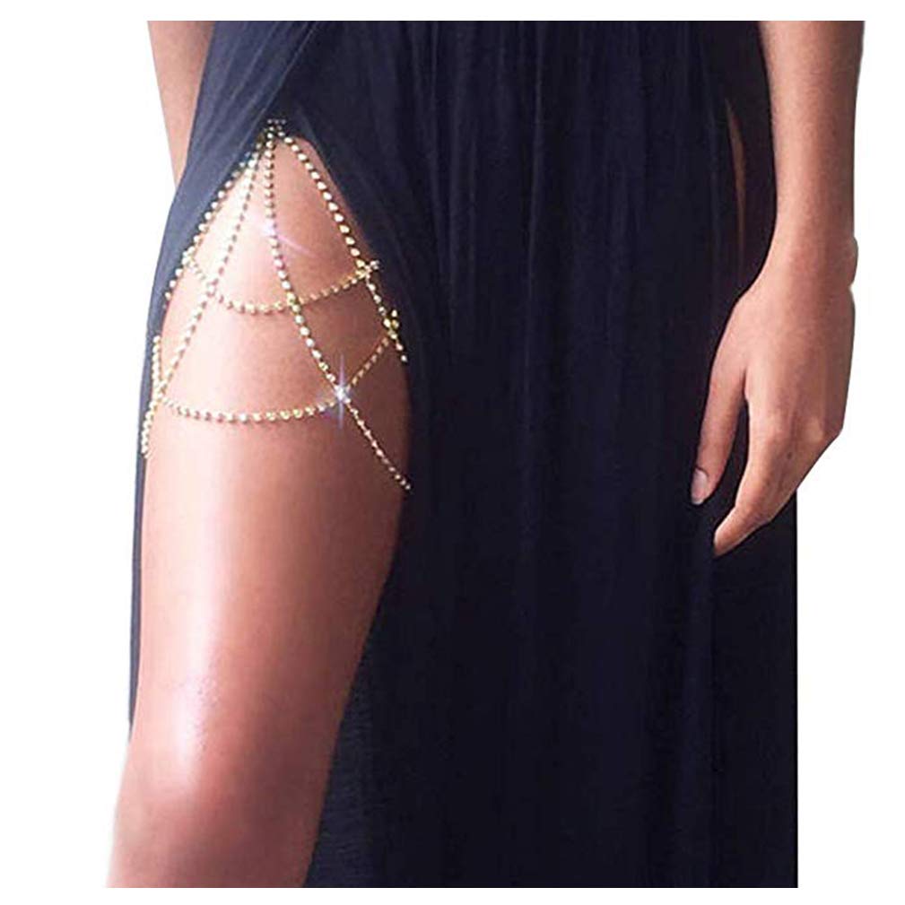 Sexy Rhinestone Leg Chain Body Chain Jewelry Thigh Leg Chain Bracelet Leg Jewelry for Party Beach Accessories