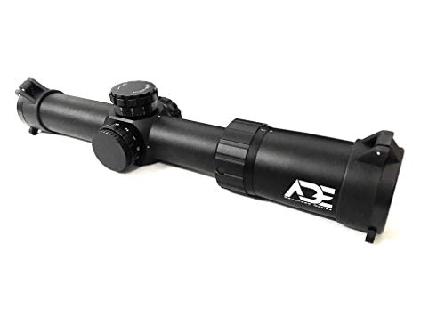 Ade Advanced Optics 1-6 x 24mm Tactical Rifle Scope Green/Red Illuminated Etched Glass Mil Dash Reticle