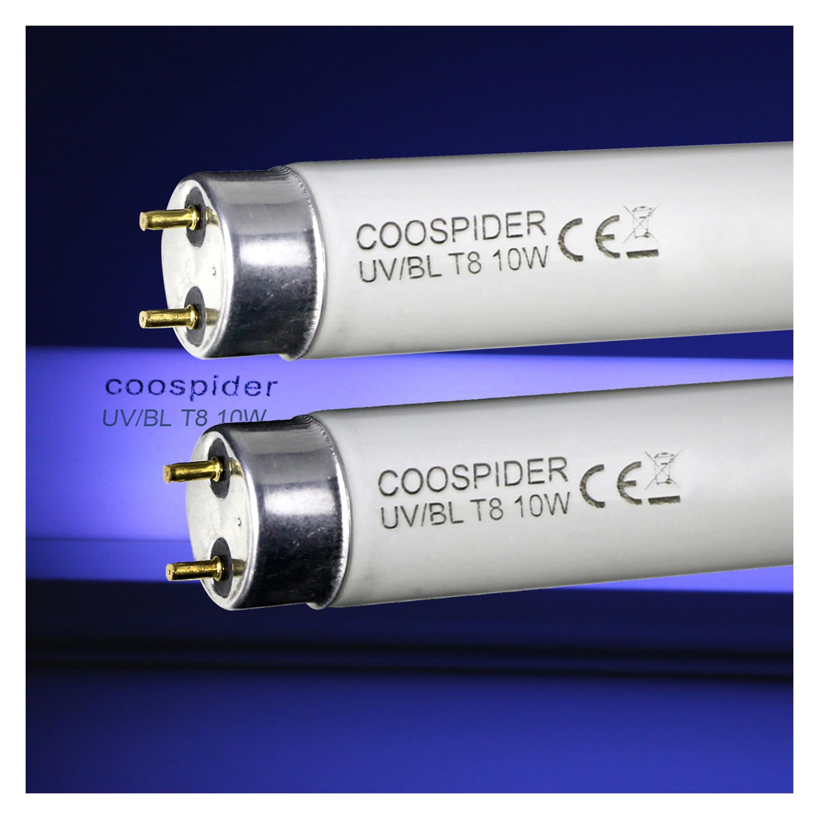 COOSPIDER 2-Pack T8 F10 U/V BL 10W Replacement Light Bulb CFL Fluorescent Straight Tube 13 Inch