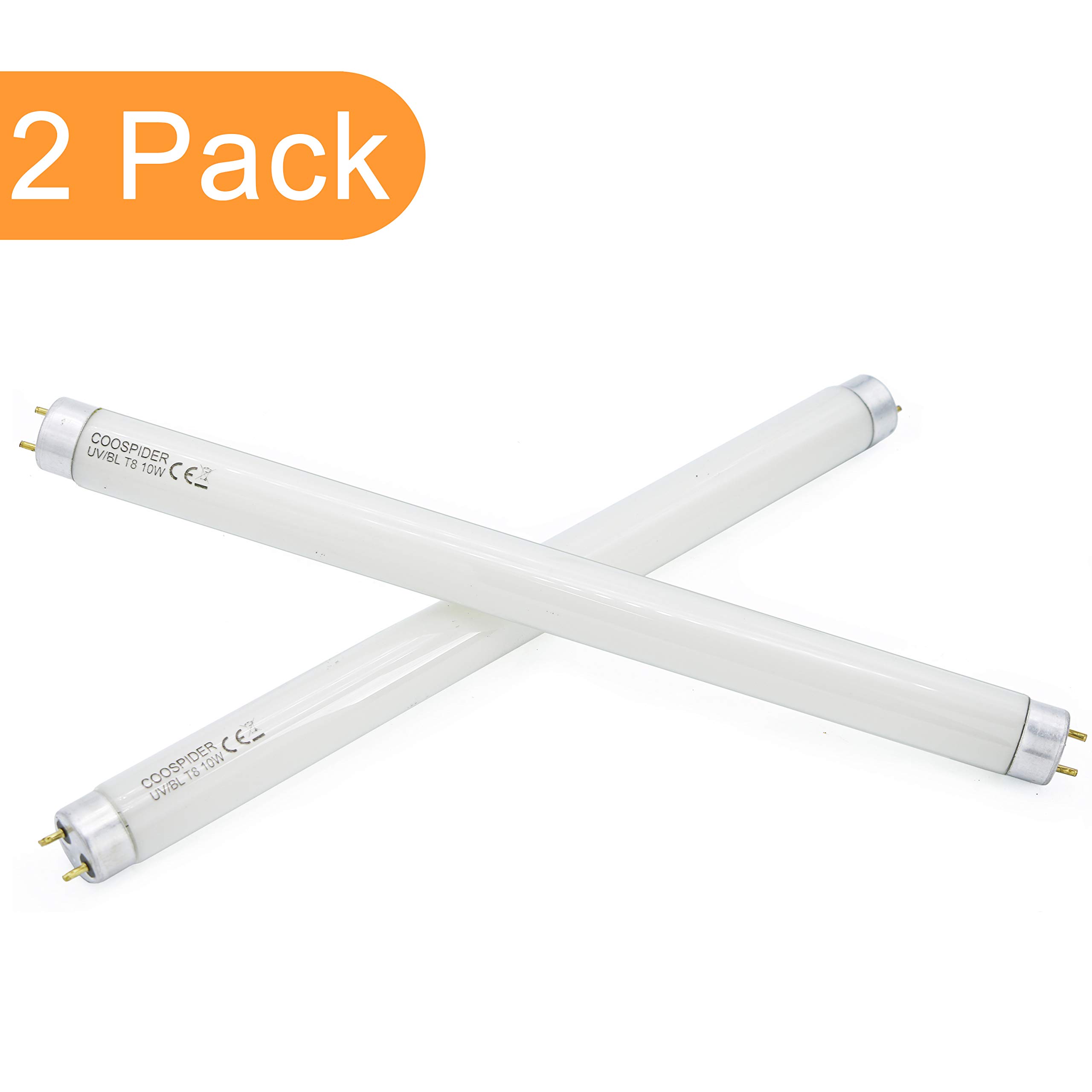 COOSPIDER 2-Pack T8 F10 U/V BL 10W Replacement Light Bulb CFL Fluorescent Straight Tube 13 Inch