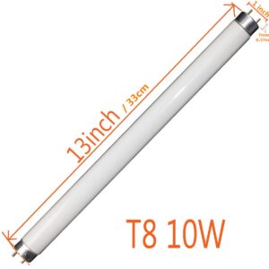 COOSPIDER 2-Pack T8 F10 U/V BL 10W Replacement Light Bulb CFL Fluorescent Straight Tube 13 Inch