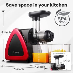 Slow Juicer, Aobosi Slow Masticating Juicer, Cold Press Juicer Machines with Reverse Function, Quiet Motor, High Juice Yield with Juice Jug & Brush for Cleaning