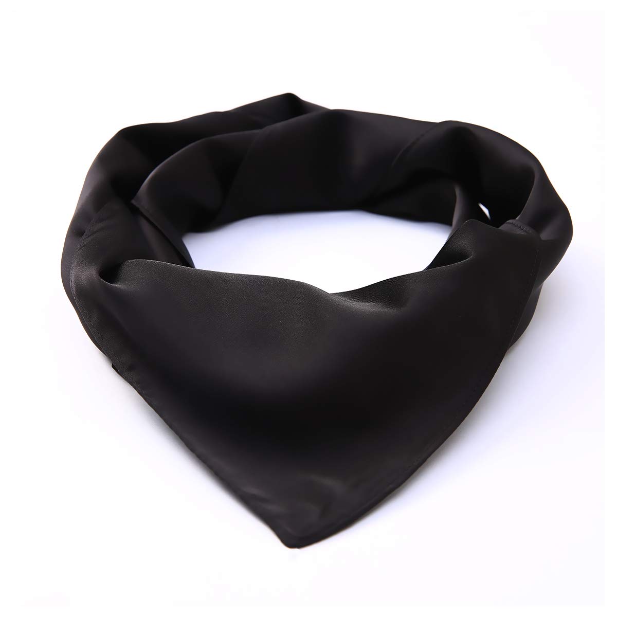 AOLIGE Hair Scarf Satin Head Neck Scarfs for Women (black), Medium