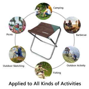 AOUTACC Portable Folding Stool, Collapsible Multi-Purpose Foldable Chair Used as Outdoor Stool,Camping Stool,Garden Stool,Camping Foot Rest,Fishing Chair, Beach (Brown, Large-11.8"x11"x11.4")