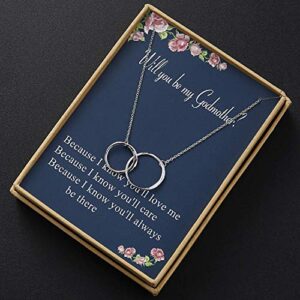 Godmother Gifts Two Interlocking Infinity Double Circles Sterling Silver Necklace Christmas Gifts for Women