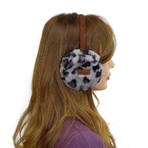 c.c exclusives leopard earmuff with faux fur(em-2364) (grey-leopard)