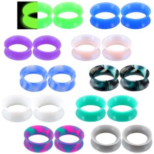 jewseen 20pcs soft silicone ear gauges flesh tunnels plugs stretchers expander double flared flesh tunnels ear piercing jewelry