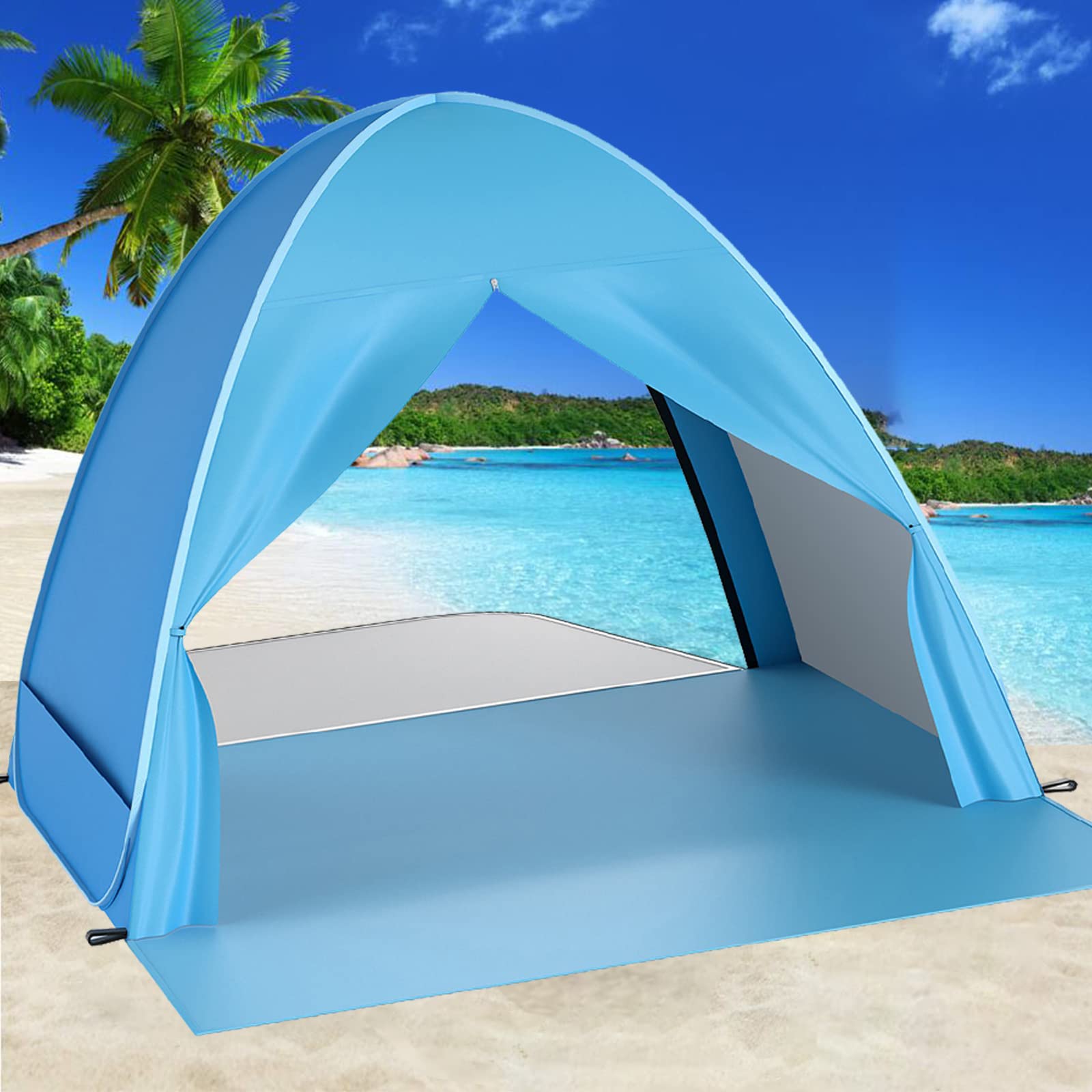 Beach Tent,Kratax UPF 50+ Sun Shelter,Lightweight Beach Sun Shade,Portable Babay Canopy Cabana,Automatic Sun Umbrella,Pop Up Beach Tents Fit 2-3 Person,for Kids Care Family Camping Picnic Fishing.