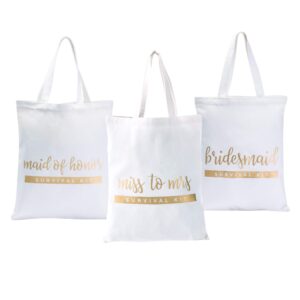 pop fizz designs bridesmaid bags | bridesmaid tote bags | maid of honor tote bag | bride canvas bag (7 pack)