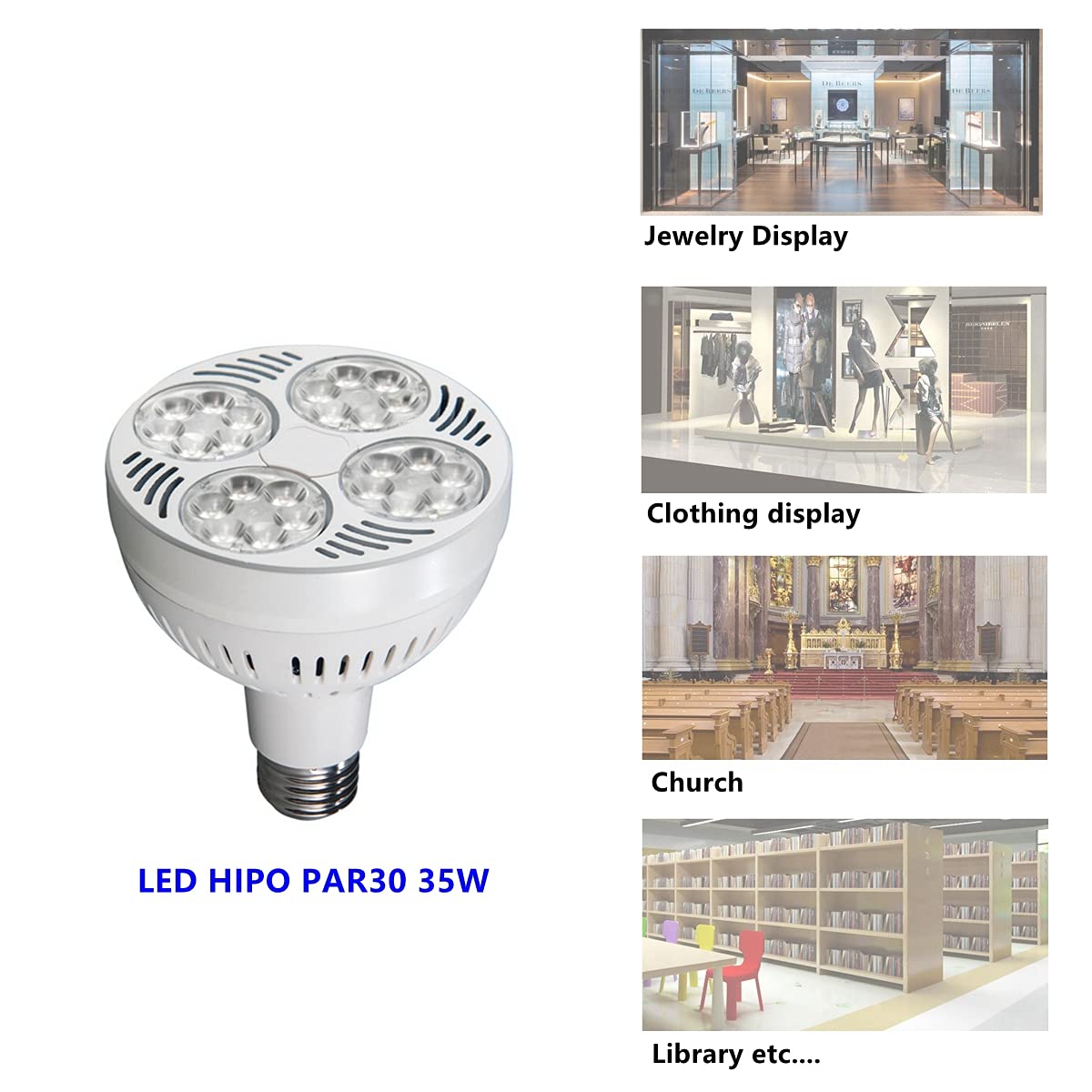 VAKESUN LED PAR30 Spotlight 35W 2900 Lumen 10000K 45° Cool White for Jewelry Lighting for Commercial Lighting