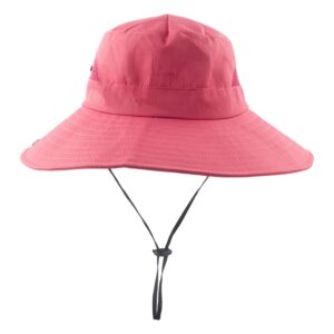 HGGE Women Ponytail Summer Sun Hat Wide Brim UV Hats Floppy Bucket Cap for Safari Beach Fishing Gardening Pure Watermelon Red