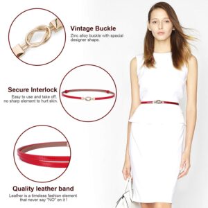 XZQTIVE Skinny Belts For Women Thin Leather Waist Belt Fashion Ladies Belt For Dress Pant