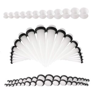 WBRWP 48pcs Ear Stretching Kit Set : Acrylic Tapers and Plugs with Double O-Ring & Soft Silicone Tunnels Ear Expander Gauges Stretcher Body Piercing Jewelry 14g-00g (Glow in Dark)