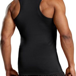 ATHLIO Men's Cool Dry Compression Sleeveless Tank Top, Sports Running Basketball Workout Base Layer, 3pack Tank Top Black/Black/Black, Small