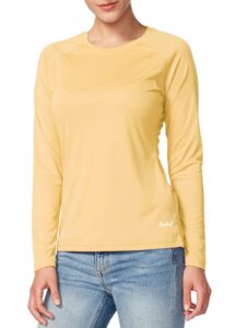 baleaf women's upf 50+ sun shirts long sleeve uv protection rash guard lightweight quick dry spf hiking tops outdoor clothing yellow size l