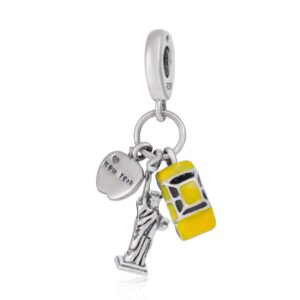 ARTCHARM I Love New York Statue of Liberty Charm 925 Sterling Silver European-Style Bead Charm