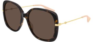 gucci gg 0511s 003 havana plastic square sunglasses brown lens, 57-18-140