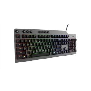 Lenovo GY40T26478 Legion K500 RGB Mechanical Gaming Keyboard, 3 ZONE Full-size Keyboard, 7 user Programmable Hot Keys; 16.8 Million Colors, 50 Million-Click Red Mechanical Keys, Detachable Palm Rest