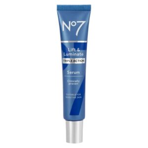 no7 lift & luminate triple action face serum - collagen peptide anti-wrinkle serum + brightening emblica & vitamin c face serum + pro retinol skin firming hyaluronic acid & hibiscus (30ml)